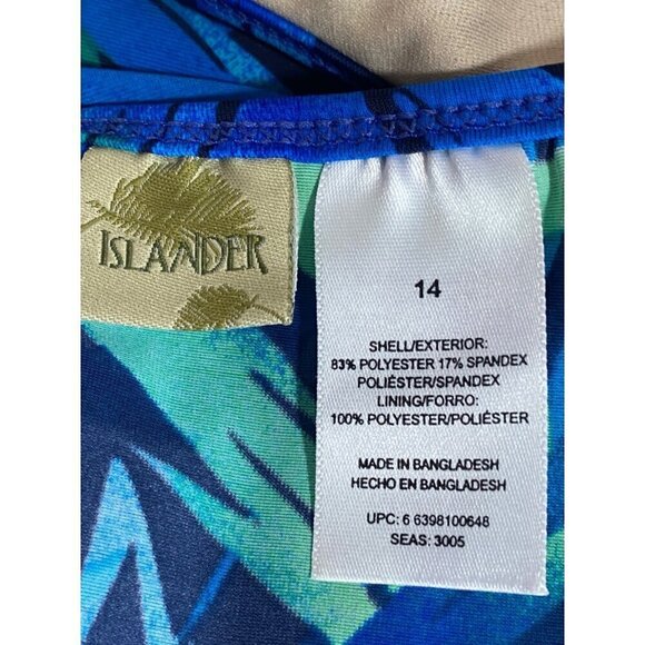 Islander 2 PC Swimsuit Floral Tropical Print Attached Shelf Bra Women's 14 NWOT - Picture 9 of 10